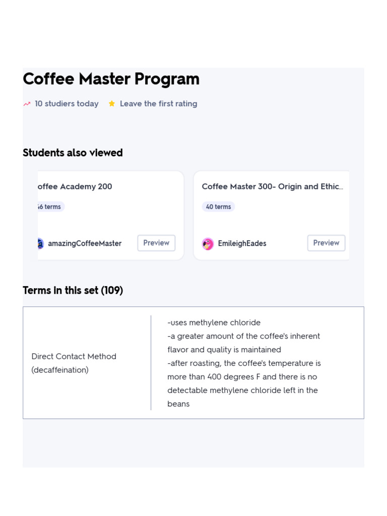 Coffee Master Program Overview | PDF | Coffee | Fair Trade