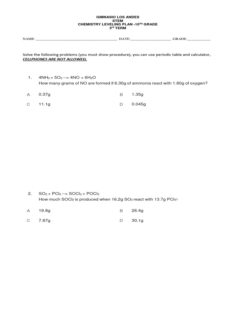 Limiting Reactant Stoichiometry Pdf