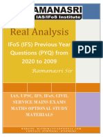 Indian Forest Service (IFoS-IFS) Mains Exam Maths Optional Real Analysis Previous Year Questions (PYQs) From 2020 To 2009