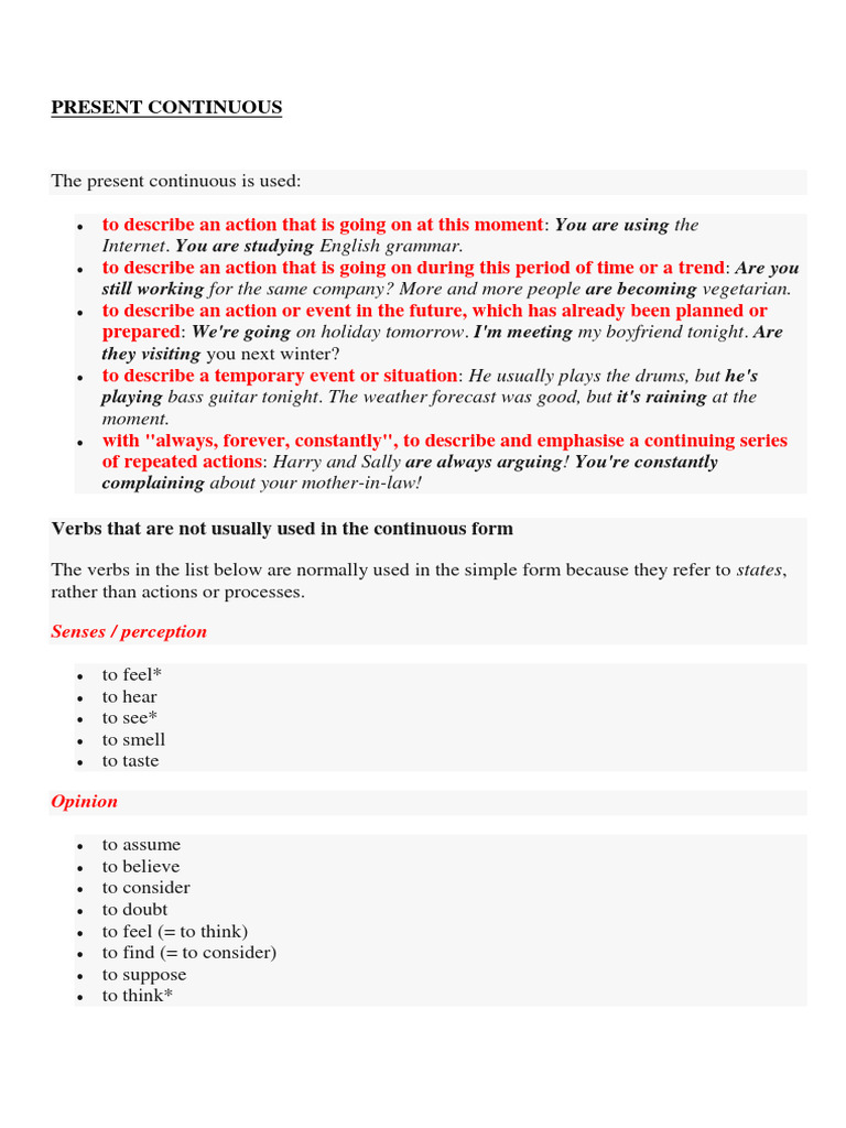 Understanding English Continuous Tenses | PDF | Linguistics