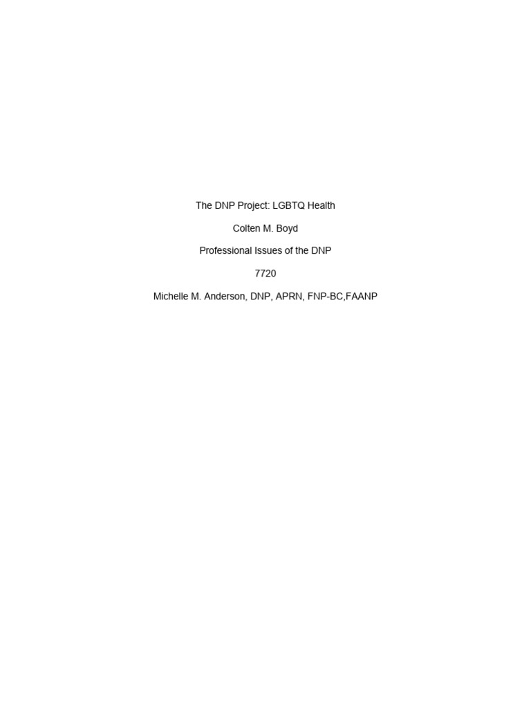 DNP Project Focused on LGBTQ Health | PDF | Nursing | Evaluation