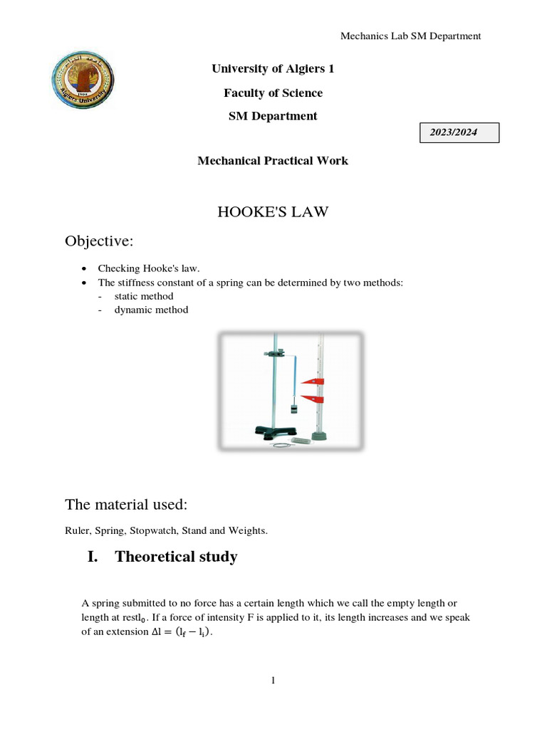 Hookes Law PDF Force Oscillation