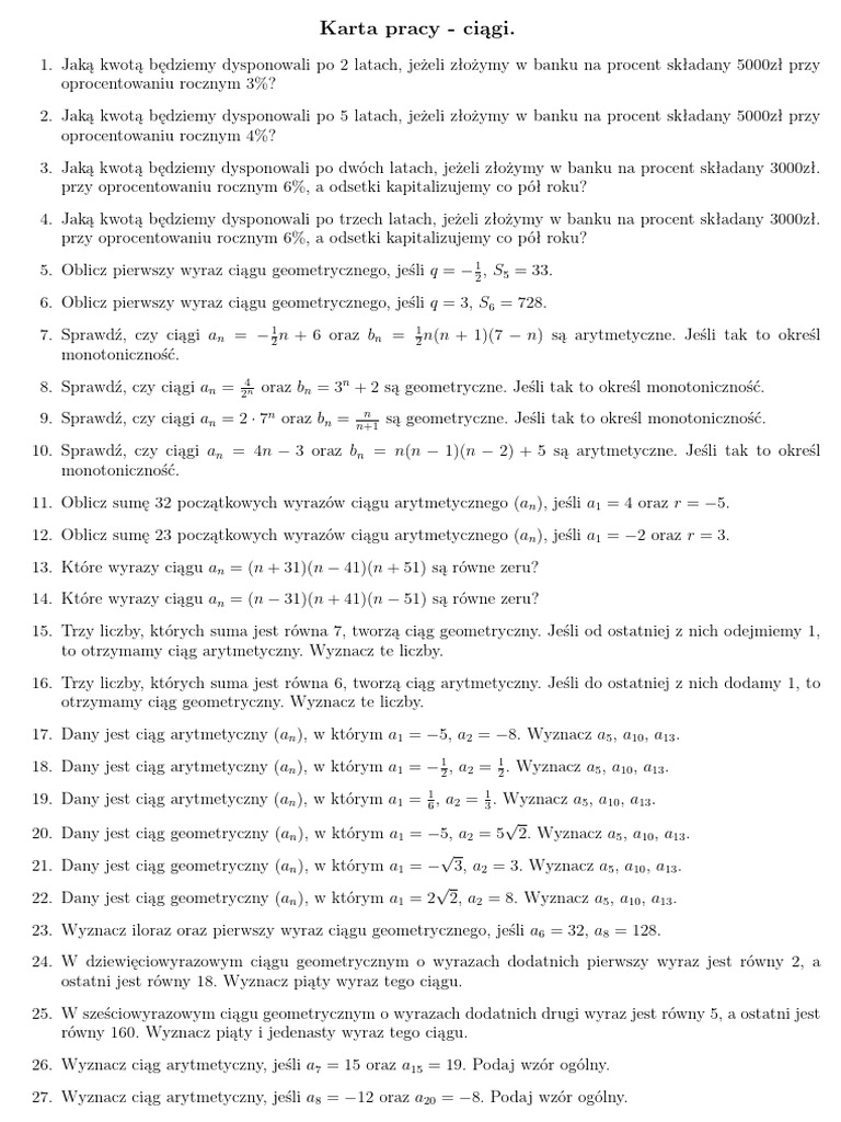 Karta Pracy Ciagi Pdf