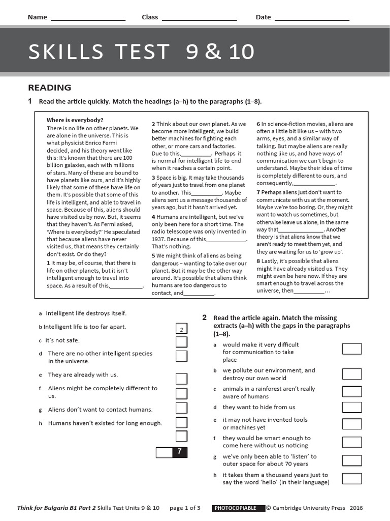 Think for bulgaria b1 part 2 skills test units 9 10 pdf