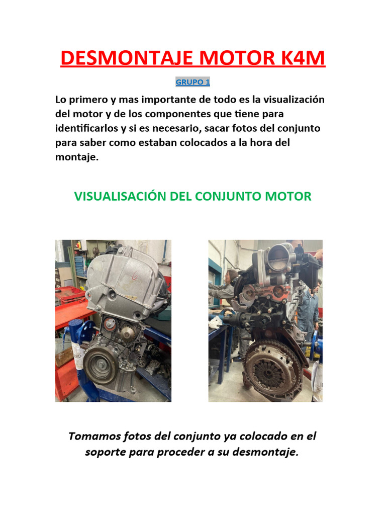 Desmontaje del Motor K4M: Guía Paso a Paso | PDF | Hogar, jardinería y ...