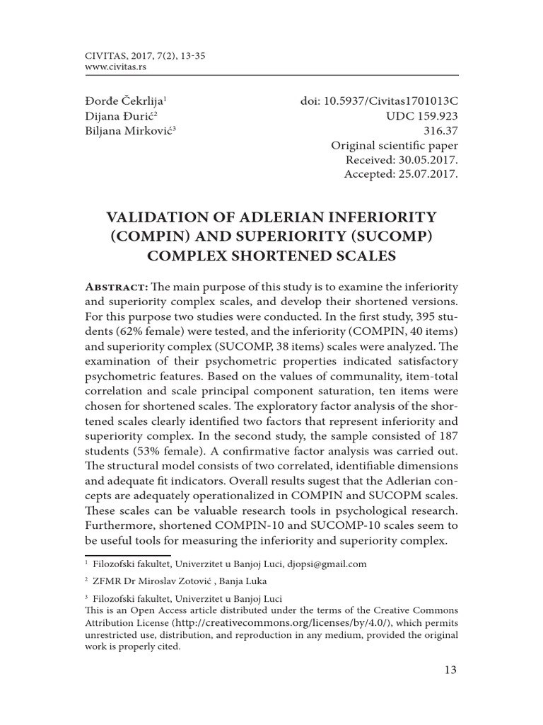 Validation of COMPIN and SUCOMP Scales | PDF | Factor Analysis ...