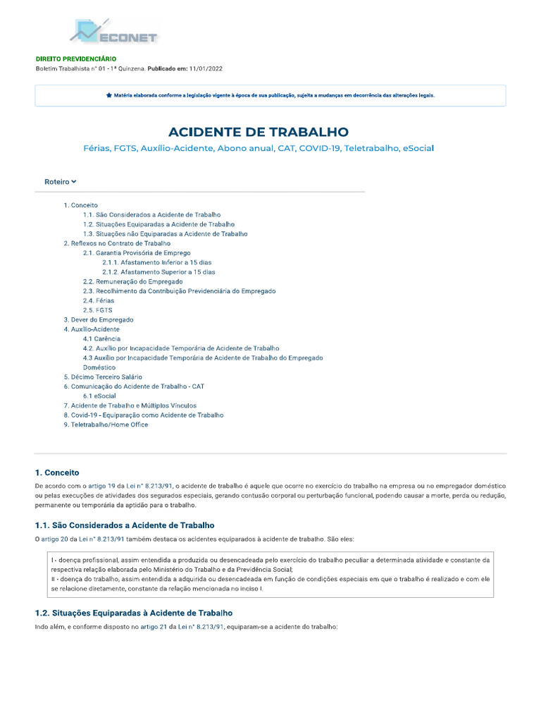 Acidente De Trabalho Pdf