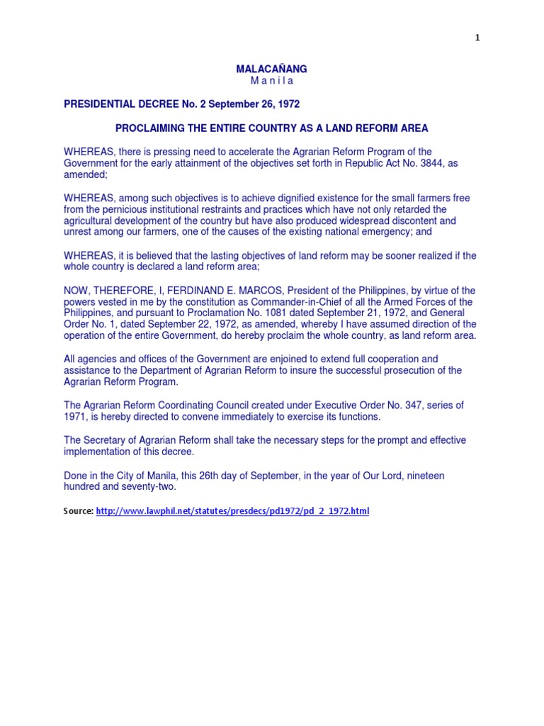 Presidential Decree No. 2 | PDF