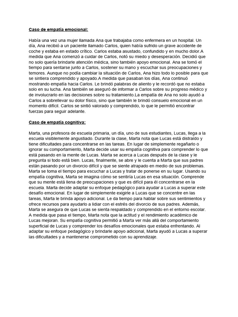 Ejemplos de empatía en la educación | PDF | Empatía | Las emociones