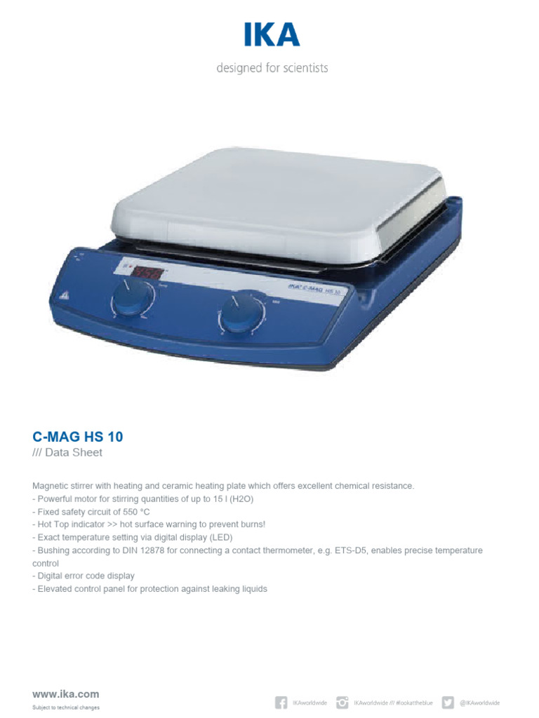 Data Sheet CMAG HS 10 PDF Temperature Thermometer