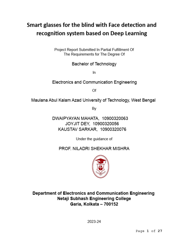 Smart Glasses for Blind: Face Recognition | PDF | Deep Learning ...