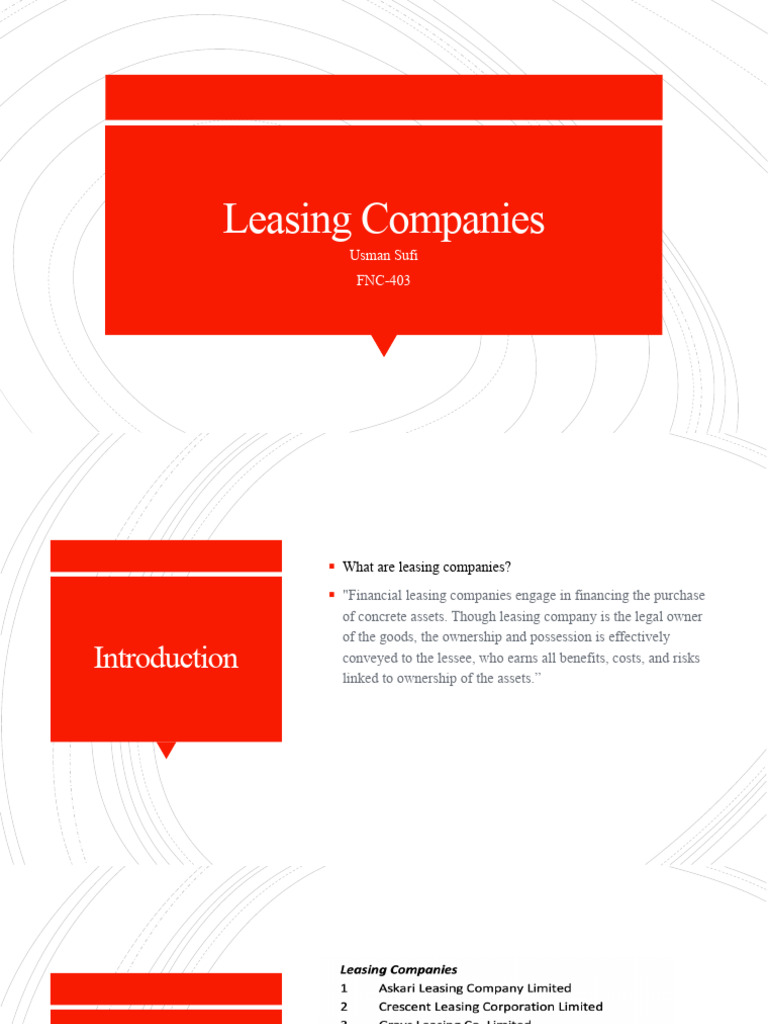 Leasing Companies | PDF | Lease | Non Bank Financial Institution