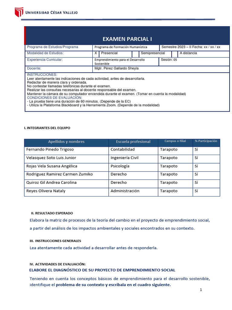 Examen Parcial 1 | PDF | Iniciativa empresarial