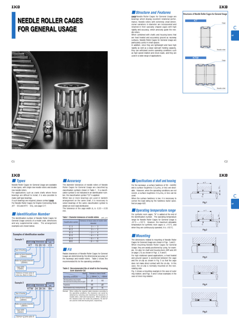 Structure and Features Structures of Needle Roller Cages For General