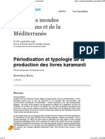 Périodisation Et Typologie de La Production Des Livres Karamanli