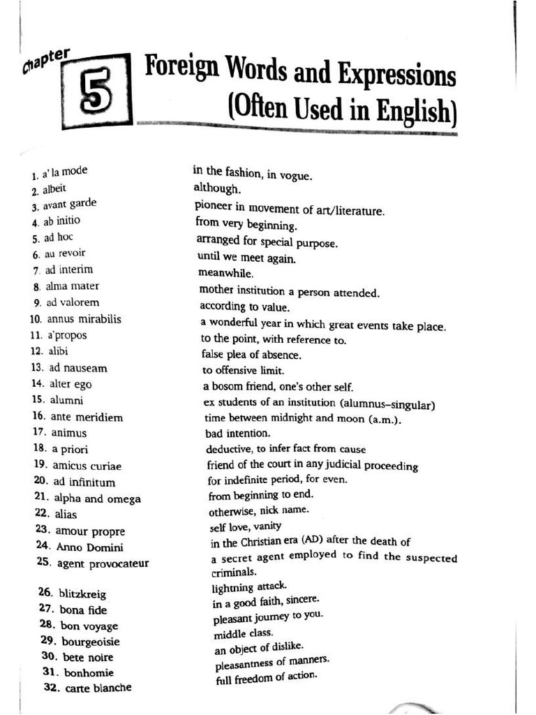 Foreign Words Meaning | PDF