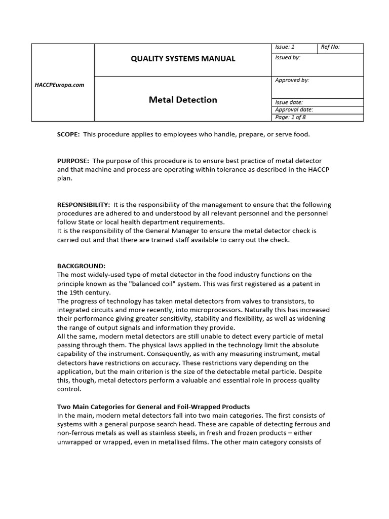 Metal Detection PDF Metal Detector Sensor