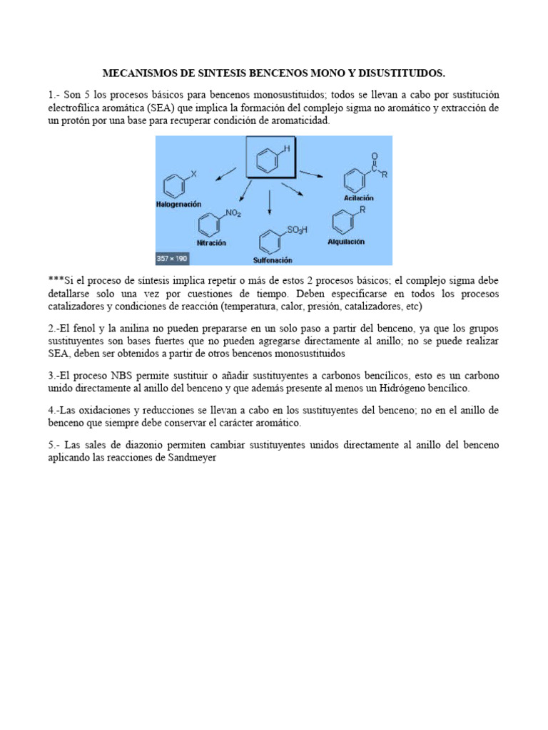 Síntesis de Bencenos Mono y Disustituidos | PDF