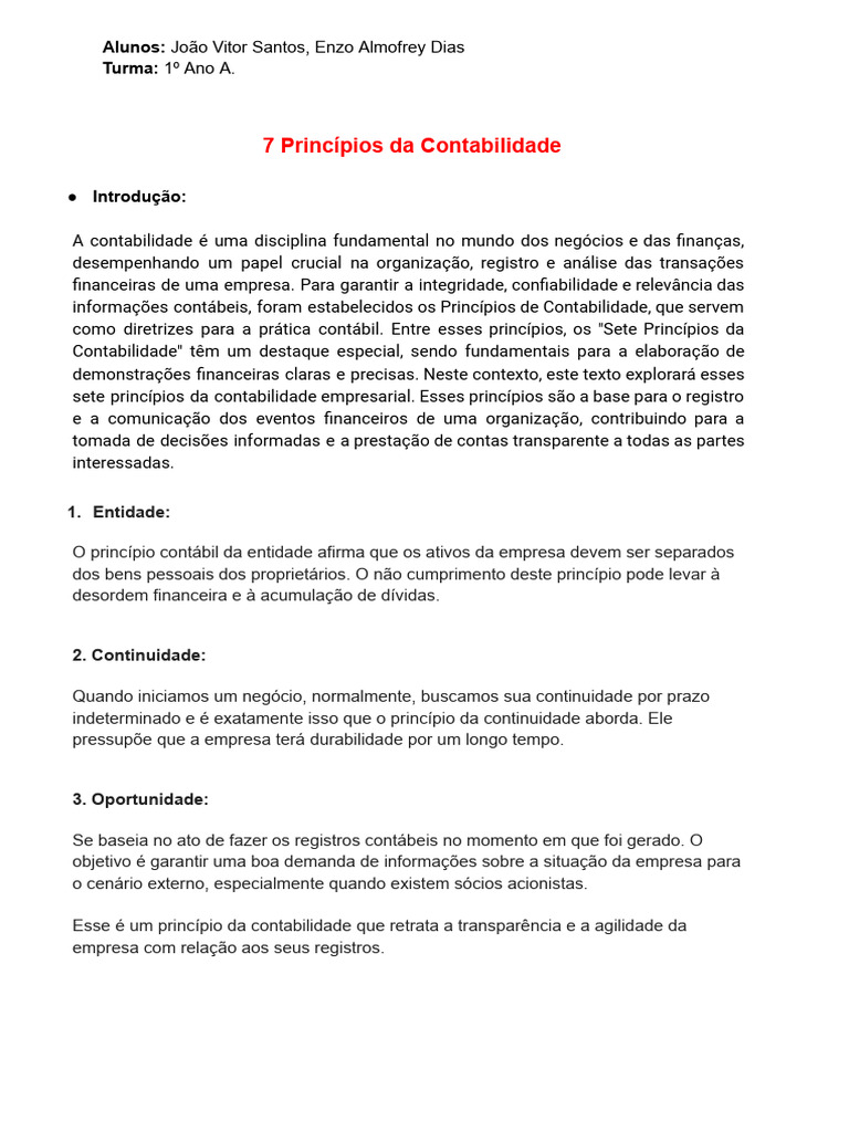 Sete Princípios da Contabilidade | PDF | Contabilidade | Indústrias de ...