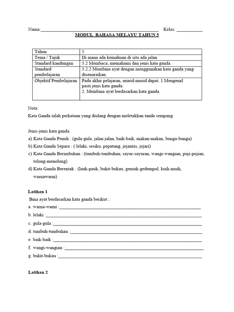 Modul Pdpr Tahun 5 Bahasa Melayu 2021 Pdf