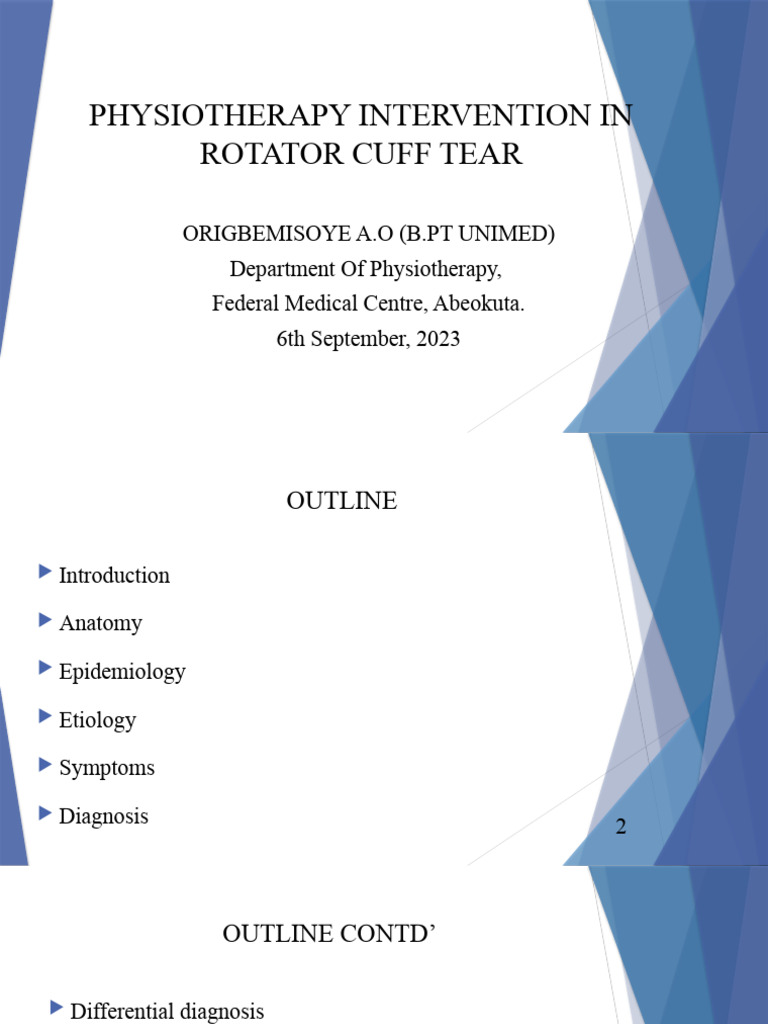 Physiotherapy for Rotator Cuff Tears | PDF | Shoulder | Joints