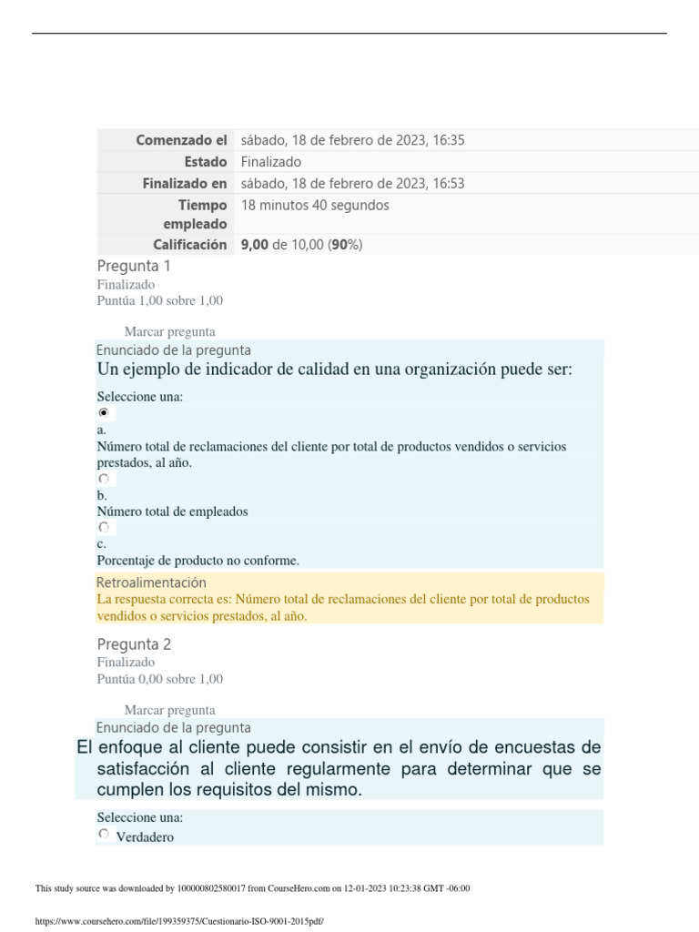Cuestionario ISO 9001 2015 PDF | Descargar gratis PDF | Gestión de la ...