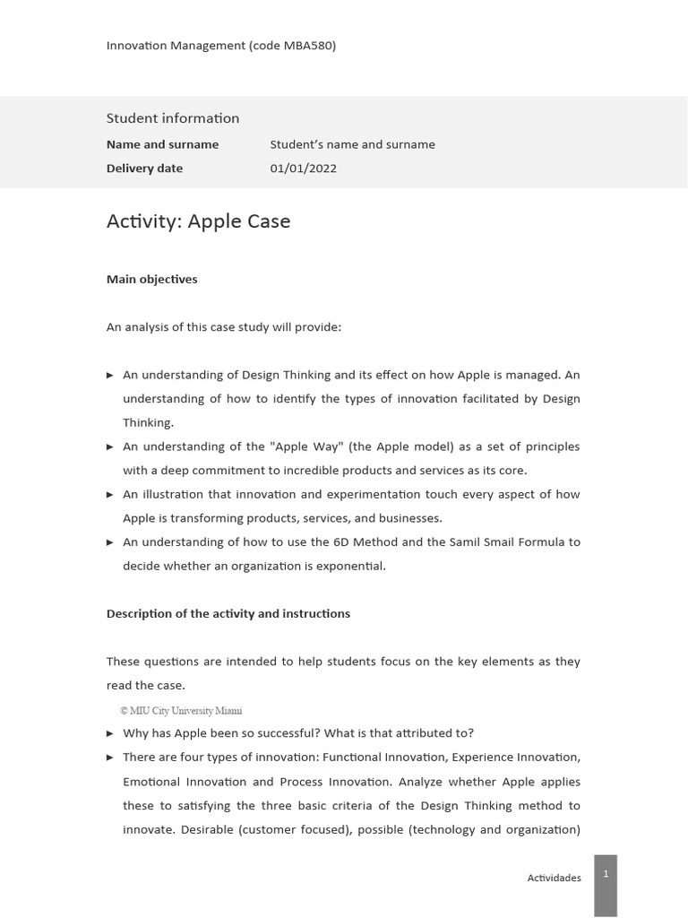 Apple Design Thinking Case Study Analysis | PDF | Innovation | Bibliography