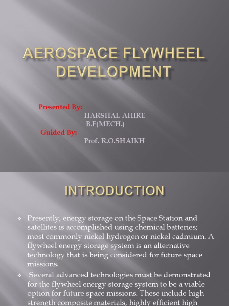 Aerospace Flywheel Development PDF Energy Storage Electric Current