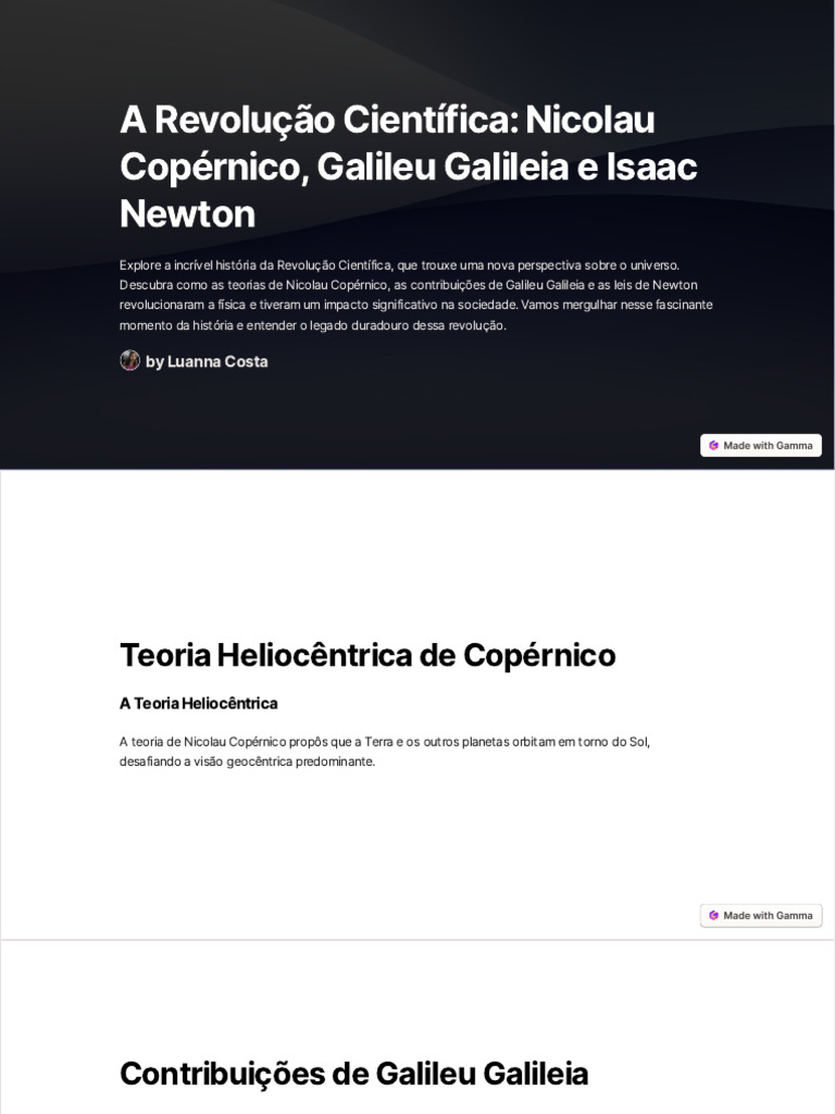 A Revolucao Cientifica Nicolau Copernico Galileu Galileia e Isaac ...