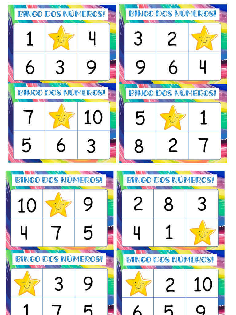 Bingo dos Números de 0 a 10 para Imprimir | PDF | Jogos e Atividades