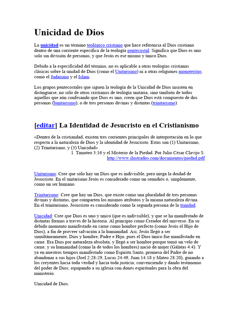 Unicidad de Dios en el Cristianismo | PDF | Trinidad | espíritu Santo