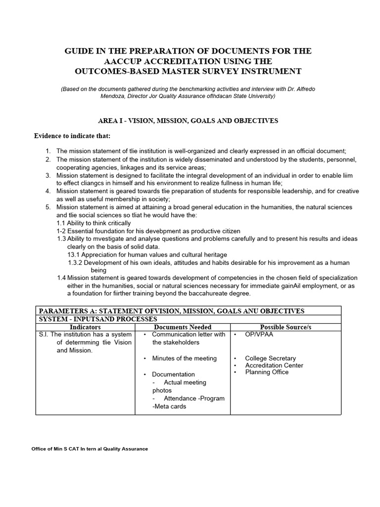 AACCUP Accreditation Document Preparation Guide | PDF | Science