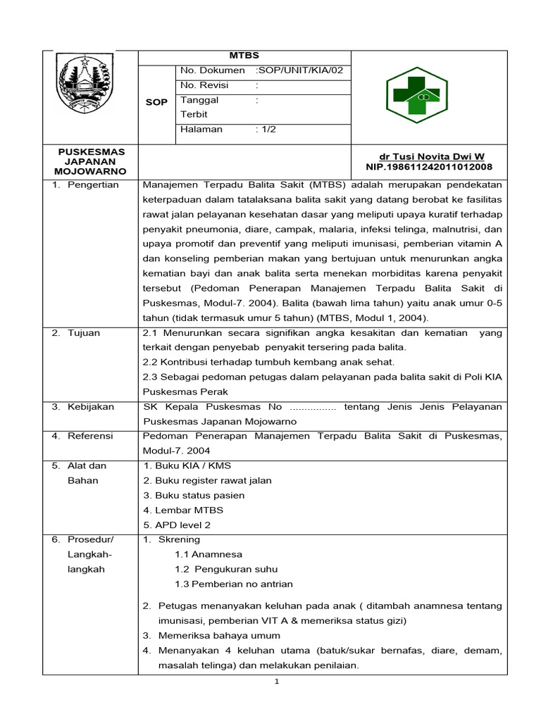 Sop MTBS | PDF | Sains & Matematika