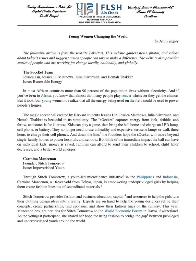 Young Women Empowering Global Change PDF Economies