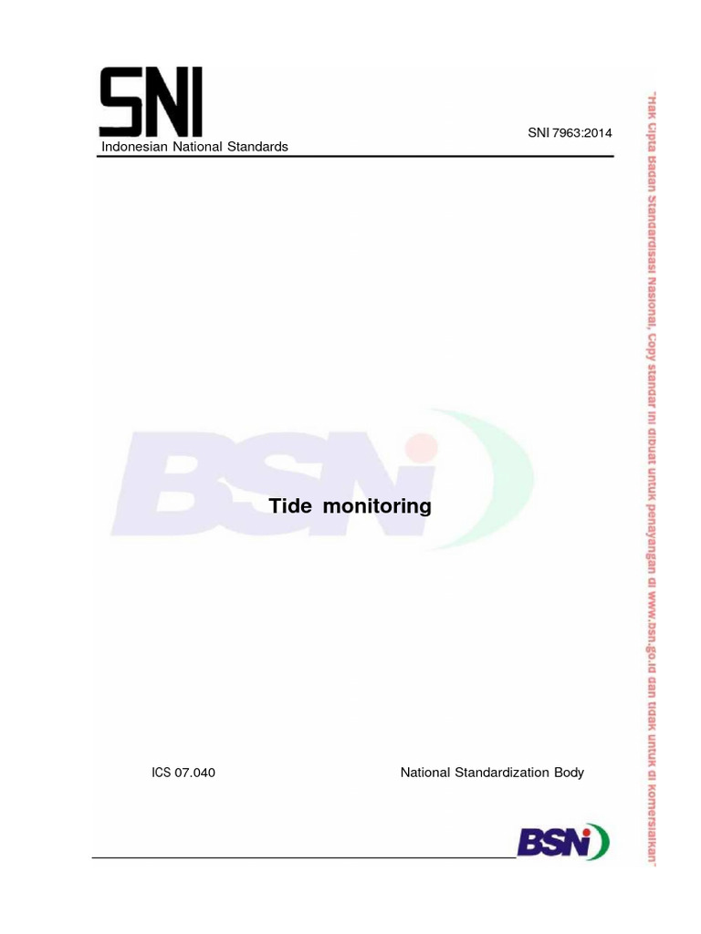 SNI 7963-2014 Tide Gauge Observation | PDF | Sea Level | Tide