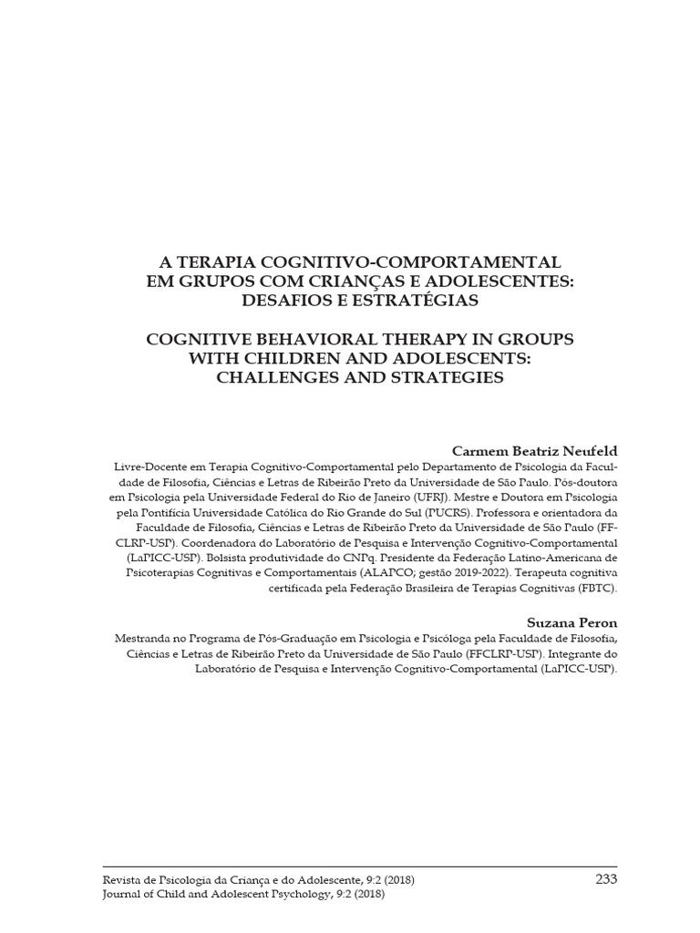 TCC em Grupo para Crianças e Adolescentes | PDF | Psicologia do ...