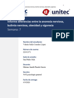 Informe Diferencias Entre La Anorexia Nerviosa, Bulimia Nerviosa, Obesidad y Vigorexia