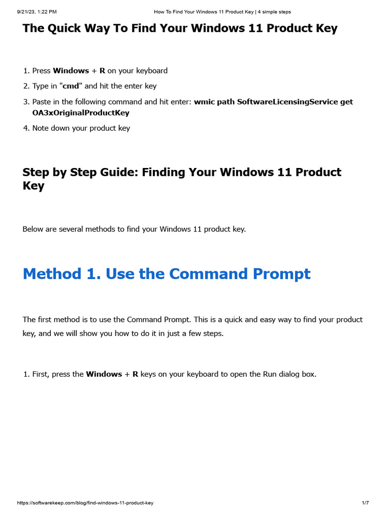 Find Your Windows 11 Product Key | PDF | Windows Registry | Command ...