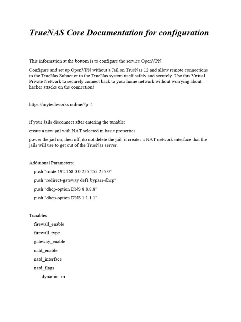 TrueNAS Core Documentation For Configuration | PDF