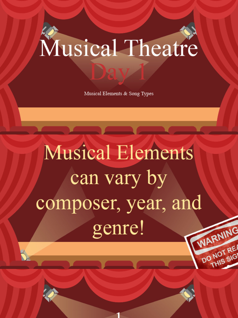 Musical theatre day 1 musical elements song types aaron sullivan