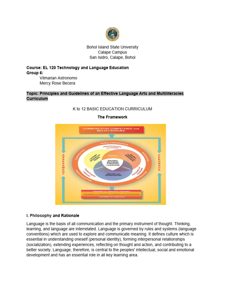 Language Arts & Multiliteracies Framework | PDF | Literacy | Learning