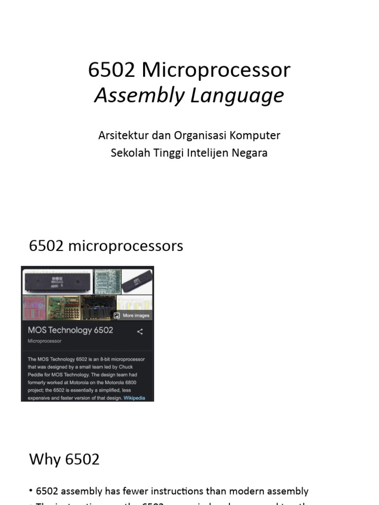 Overview of 6502 Microprocessor Architecture | PDF | Central Processing ...