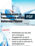 Komunikasyon at Pananaliksik Sa Wika at Kulturang Pilipino: Prepared By: Novae Q. Patorito