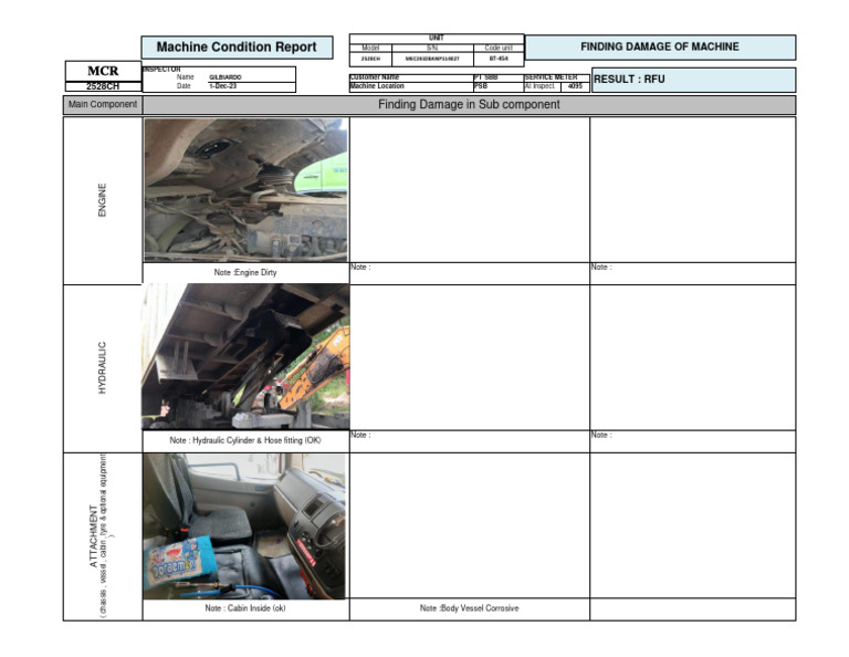 Mercy2528CH - FINDING DAMAGE OF MACHINE | PDF | Mechanical Engineering ...