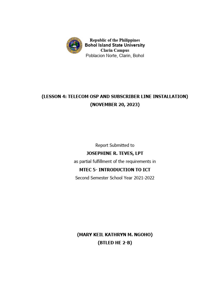 Lesson 4 Telecom Pdf Electrical Connector Digital Subscriber Line