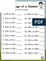 Grade 6 Percentage of Number Worksheet 3