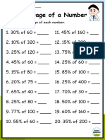 Grade 6 Percentage of Number Worksheet 2
