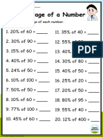 Grade 6 Percentage of Number Worksheet 1