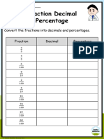 Grade 6 Fraction Decimal Percentage Worksheet 2 Fractions