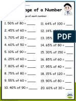 Grade 6 Percentage of Number Worksheet 6